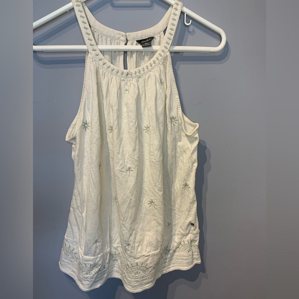 Eddie Bauer Cream Embroidered Tank